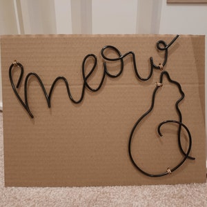 Meow - Wire cat - Wire sign - Wire words - Wire Phrases - Wall Art - Pet gift ideas - Cats - New Pet - Cat Lover - Birthday gifts -