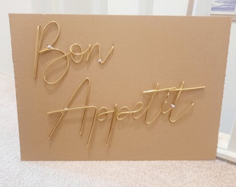 Bon Appetit Wire wall sign - Kitchen wall signs - Wire words - Wire Phrases- Wall Art - Home Decor - New home gift - Food wall art - UK