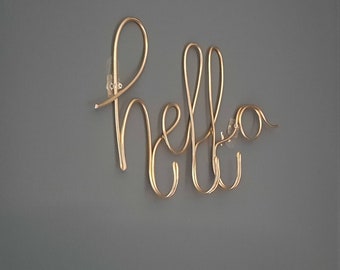 hello Wire key hook sign - Wire words - Wire phrases- Wall art - Home decor - Hallway - welcome sign - hello - Key holder