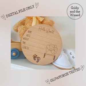 Baby Ankündigung SVG | Babyparty-Geschenk-Ideen | SVG Neugeborenes Krankenhaus Band | Glühschmieden SVG | Laserdateien | Bearbeitbares svg | Digitaler Download