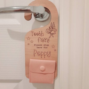 Tooth Fairy Door Hanger with Pouch - Tooth Fairy Bag - Lost Tooth - Lost Teeth - Personalised Tooth Fairy Bag - Kids Bedroom - Boy - Girl -