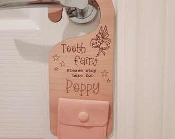 Tooth Fairy Door Hanger with Pouch - Tooth Fairy Bag - Lost Tooth - Lost Teeth - Personalised Tooth Fairy Bag - Kids Bedroom - Boy - Girl -