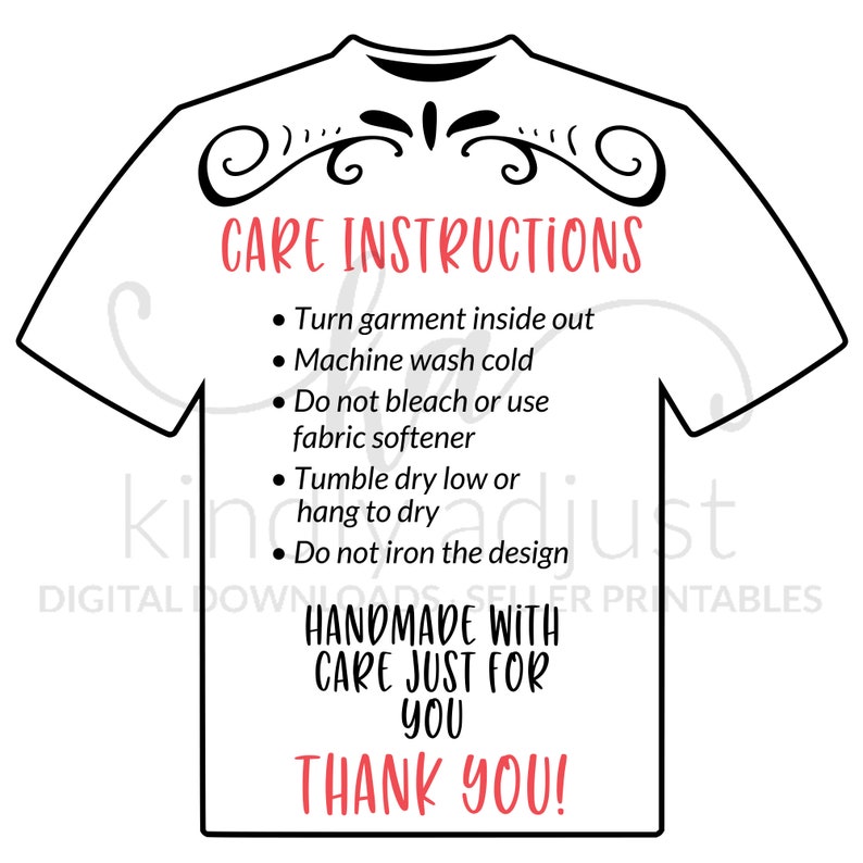 Download TShirt Care Cards SVG Shirt Care Card SVG Instruction Care ...