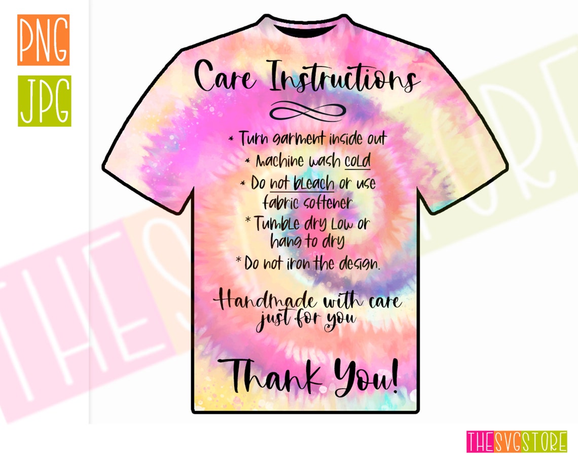 Tie Dye Washing Instructions Printable