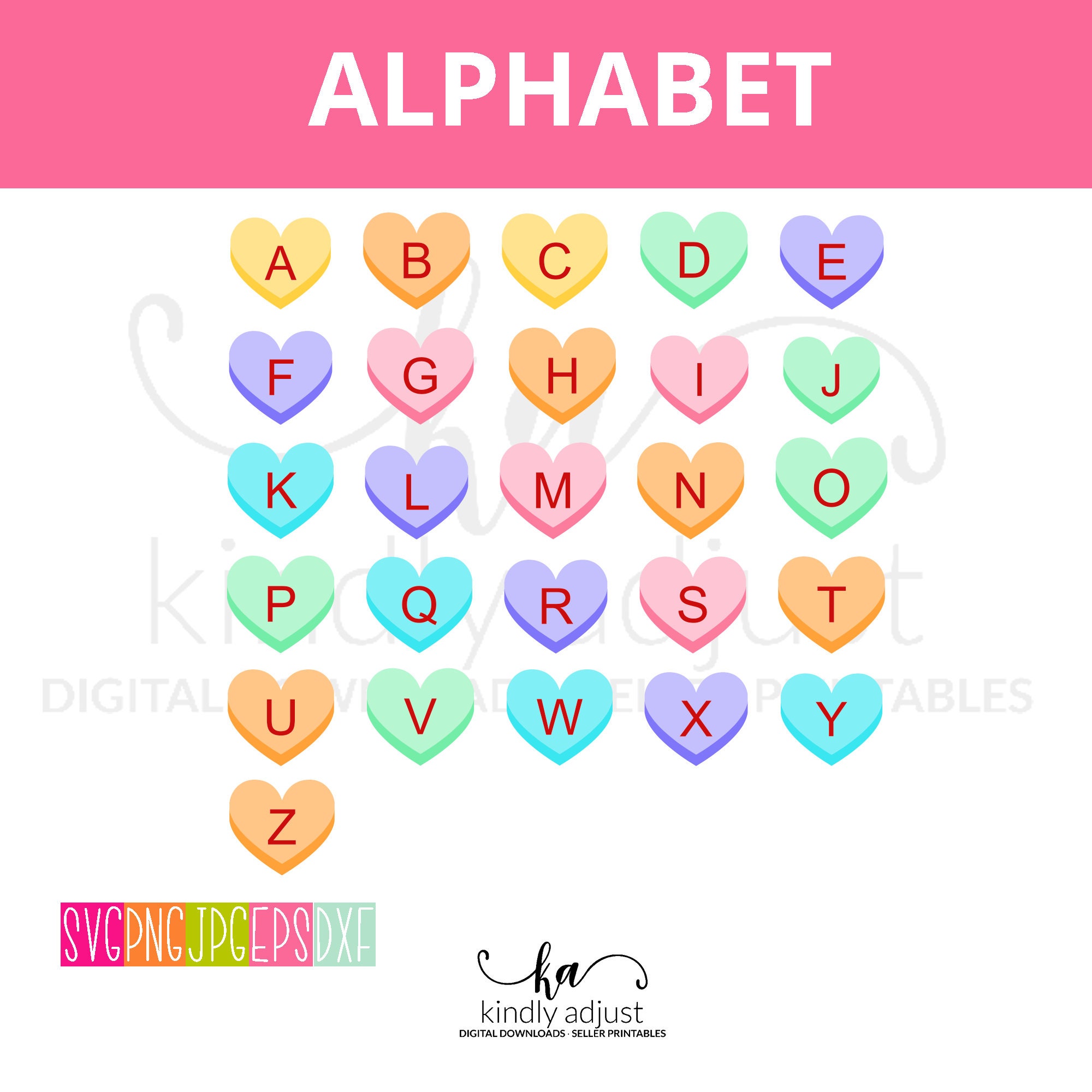 Alphabet Valentine SVG Alphabet Bundle Valentines SVG | Etsy