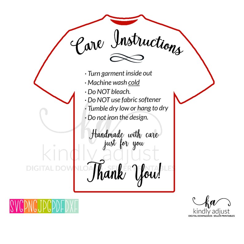 Download TShirt Care Cards SVG Care Instructions Washing | Etsy