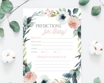 BOUQUET - Baby Predictions Card | INSTANT Digital Download | Printable | Floral Baby Shower Game | B18