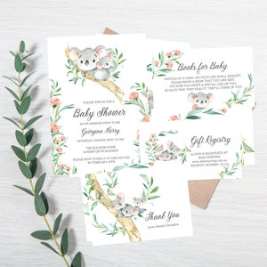 KOALA - Baby Shower Invitation Set | Digital Download | Printables | Baby's Library | Gift Registry | Thank You Card K11
