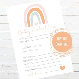 RAINBOW - Tarjeta de predicciones para bebés / Descarga digital INSTANTÁNEA / Imprimible / Rainbow Baby Shower Game R28