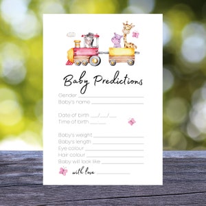 SAFARI - Carte Prédictions Bébé | Téléchargement numérique instantané | Imprimable | Safari Train Baby Shower Jeu | S18