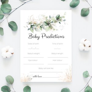 ALISON - Groen Baby Voorspellingen Kaart | DIRECT digitale download | Afdrukbaar | Babyshowerspel | G48