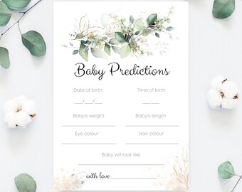 ALISON - Greenery Baby Predictions Card | INSTANT Digital Download | Printable | Baby Shower Game | G48