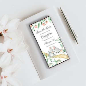 KOALA Digital Save-the-date / Opzioni virtuali e faccia a faccia / Download digitale / Australian Animal Baby Shower Mobile Size PNG K13