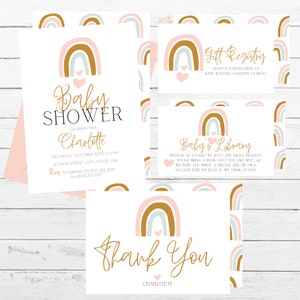 RAINBOW - Baby Shower Invitation Set | Digital Download | Printables | Baby's Library | Gift Registry | Thank You Card | R21