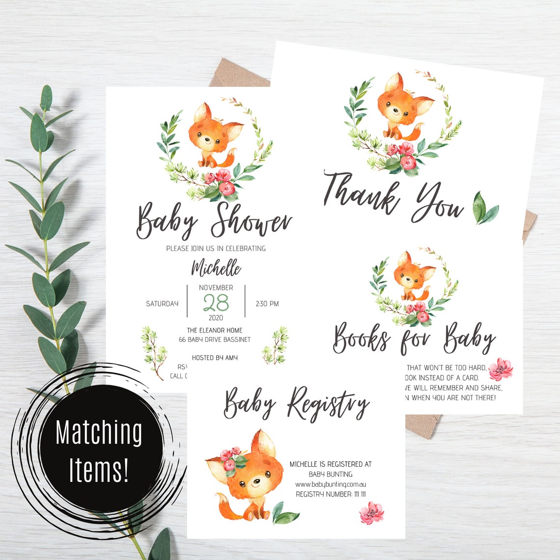 WOODLAND - Baby Shower Welcome Sign | Fox Animal Event Sign | Digital ...