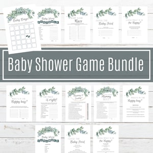 EUCALYPTUS Baby Shower Games OR Bundle | Digital Download | Baby Shower Game Printables G37