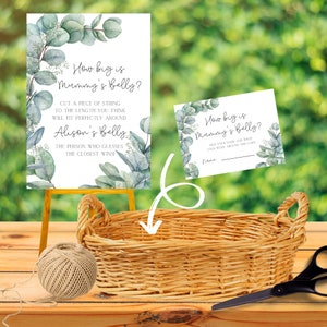 EUCALYPTUS - How Big is Mummy's Belly Sign and Card Printable | How Big is Mommy's Belly | Baby Shower Game | Digital Download | G325