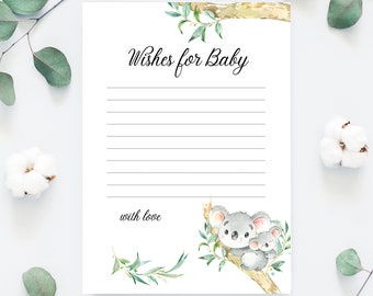 KOALA - Wishes for Baby | SOFORTIGER digitaler Download | Druckbar | Australische Tiere Baby Shower Spiel K16