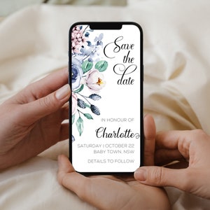 FLORAL - Save-the-date / Digital Download / Baby Shower Mobile Size PNG Save-the-date / Tutto il testo Personalizzabile F33