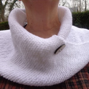 Snood femme,blanc,chauffe épaules,acrylique