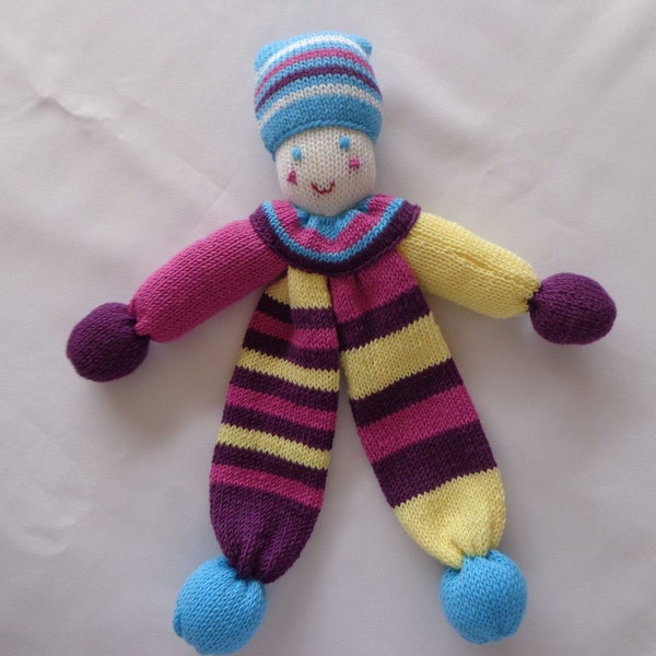 Peluche doudou clown,bourre polyester anti acariens,cadeau naissance maternité,laine mérinos et acrylique,jouet,RyryseCréations