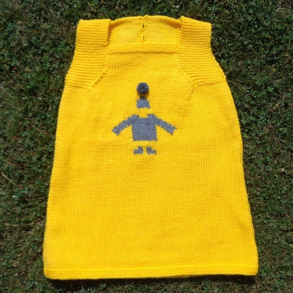 Robe 3/4 ans,laine acrylique,jaune tournesol