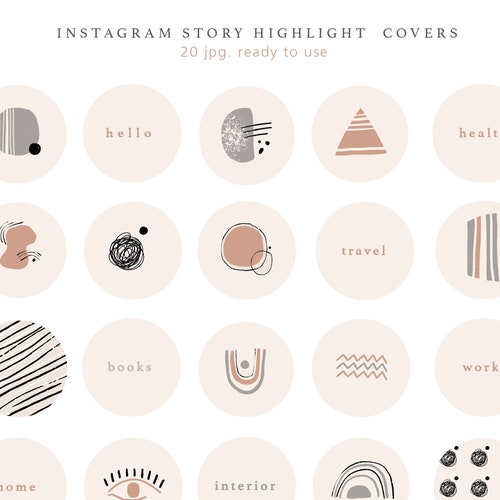 24 Abstract Instagram Highlight Covers Hand Painted Instagram | Etsy