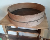 Old flour sieve , wood sieve 49.5 cm diameter, bentwood sieve, grain sieve 29 cm farmer 39 s sieve for decorating, vintage