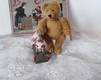 antique teddy bear mohair bear soft toy disc joints embroidered claws glass eyes firmly stuffed antique toys vintage boudoir brocante decoration