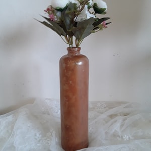 Antique stoneware bottle pottery redware glazed water bottle preserve glass 0.7 litres farmhouse ceramics vintage brocante country house decoration,