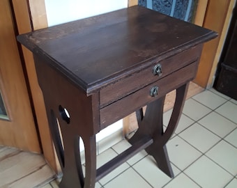 Antique sewing table oak table side table drawer table original 30s vintage boudoir brocante furniture
