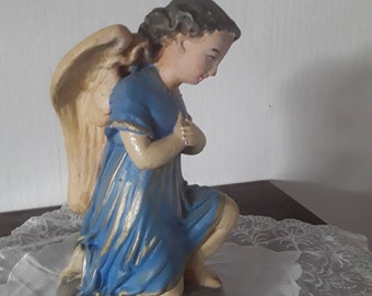 Antiker Engel Engelfigur Keramikengel Handgemalt Cherub Engelstatur Edwardian Altarengel Vintage Boudoir Brocante Dekoration