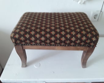 Antique footstool upholstered bench oak stool carved legs Victorian footrest footrest ottoman Victorian French vintage boudoir decoration