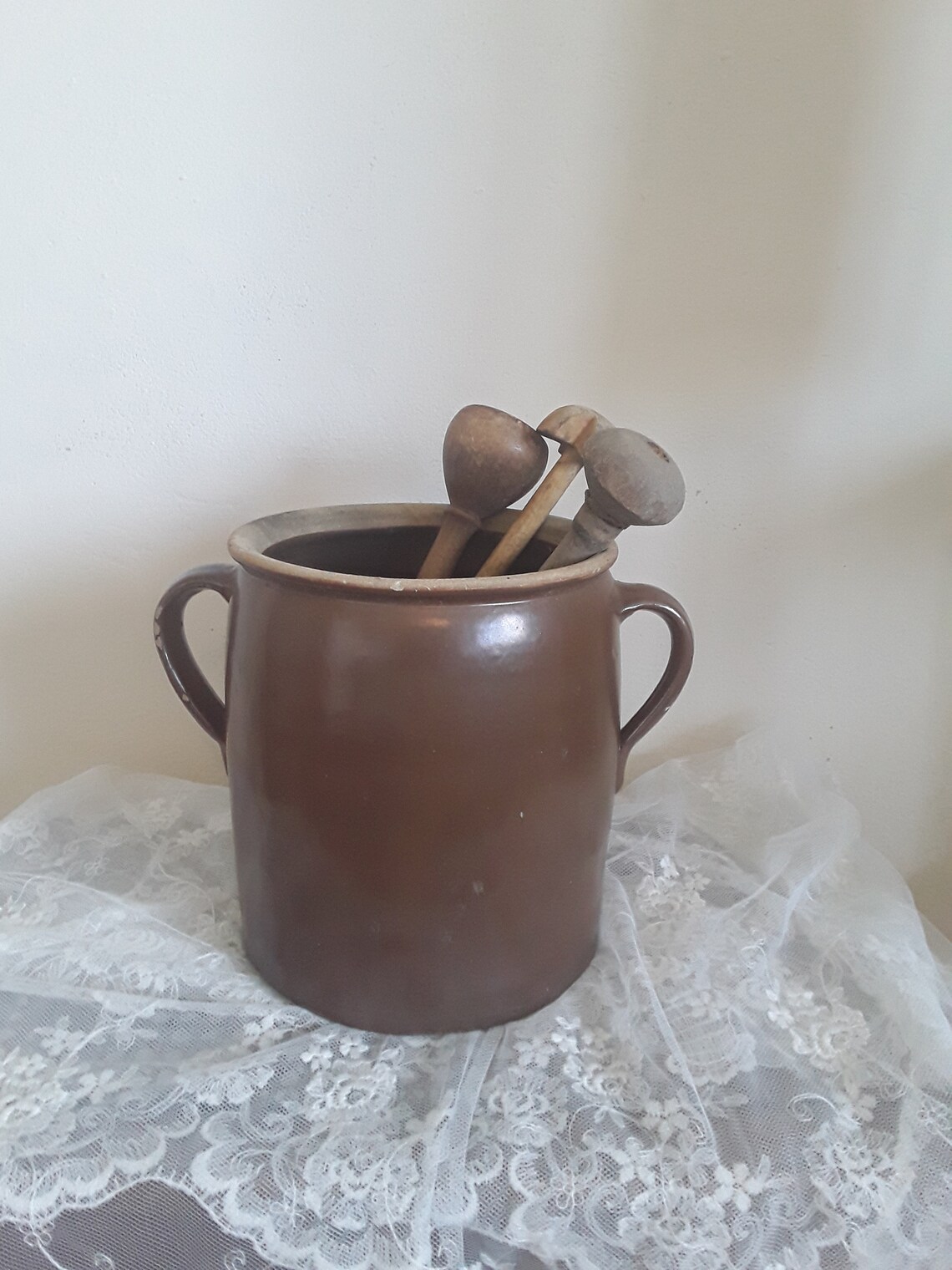 Antique clay pot with handles large herb pot earthenware Etsy