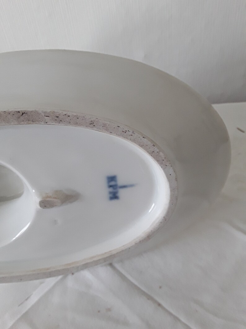 antike Sauciere mit Adlerkopf dickes KPM BERLIN Porzellan Eisenstein weiß Soßenterrine Ironstone Bowl viktorianisch Vintage 19.Jahrhundert Bild 6