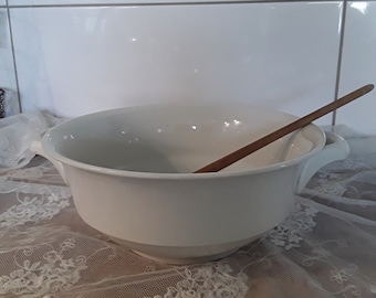 Ancien bol bol à pâte avec anses céramique blanche ironstone ironstone bowl french vintage boudoir brocante décoration