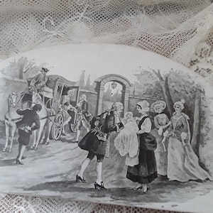 Caja de bautismo de caja de cartón antigua con escena de bautismo barroco regalo de bautismo victoriano decoración boudoir vintage francesa del siglo XIX