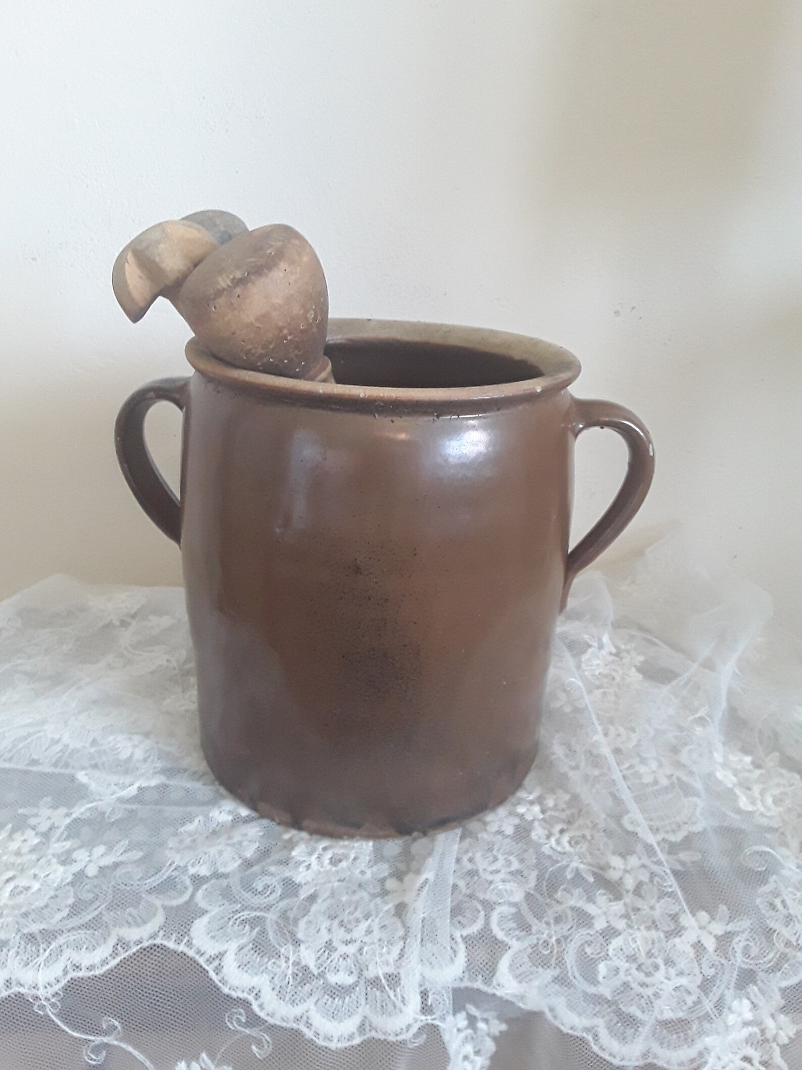 Antique clay pot with handles large herb pot earthenware Etsy