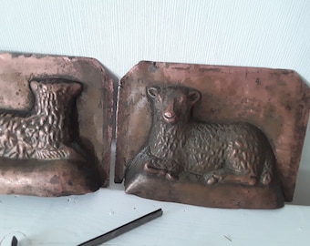 Antique copper lamb mold chocolate mold baking mold 24 x 18 cm large antique 19th century vintage brocante collector's item