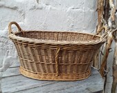 Old laundry basket oval wicker basket braided basket,antique,rare small size, farmhouse storage,country house décor,rarity, brocante,vintage