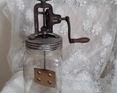 Old butter glass butter spinner with hand crank,stirring glass,5 liters butter stirring glass,farmer 39 s kitchen country house décor,shabby, brocante,vintage