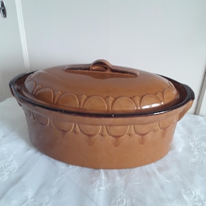 Antique large Pate Terrine FRANCE glazed earthenware lidded terrine casserole dish 40 cm French country kitchen vintage brocante country house decoration