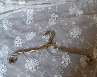 Old brass clothes hanger wedding dress hanger ornate embellishments solid brass hanger vintage boudoir decoration antique