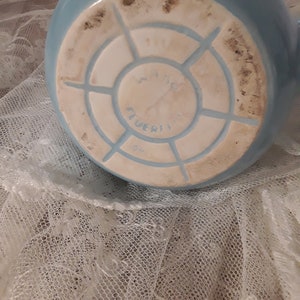 Alte Teekanne Kaffeekanne Pastellblau Steingut Keramik Kanne Kännchen 0,7 Liter feuerfester Boden WAKU 50er Jahre Vintage Shabby Brocante Bild 5