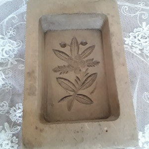 Antique large wooden butter mold flower decoration hand-carved wooden model butter mold 14 x 22 cm farmhouse decor vintage brocante country house kitchen