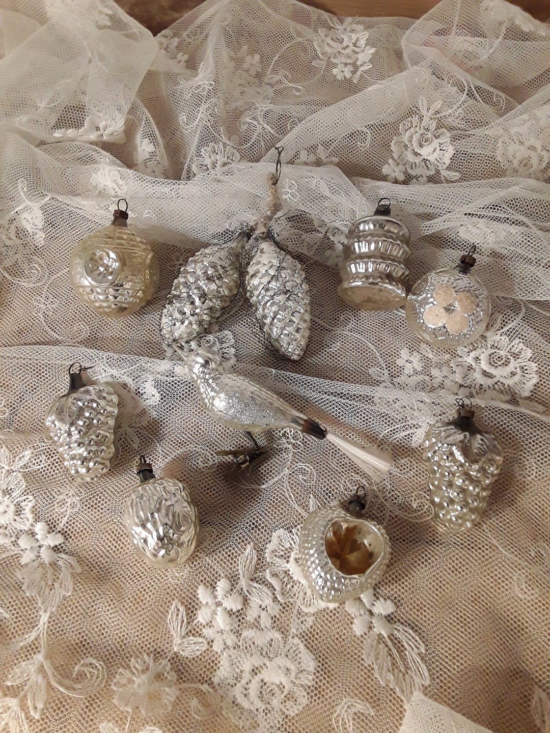 10x Antique Christmas Tree Decorations Rare Ornaments Bird Etsy