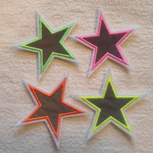 3er Set reflektierende Sterne Applikation mit neon