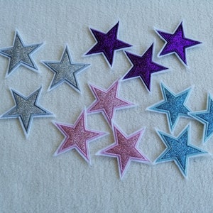 Set of 3 glitter star appliqué