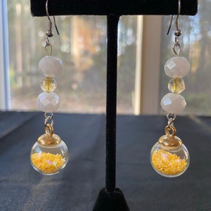Citrine Glitterball Yellow Earrings - Hypoallergenic Gemstone Jewelry