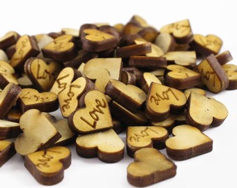 100 custom wedding confetti. small heart confetti., personalized confetti. confetti from wood. personalized wedding decors